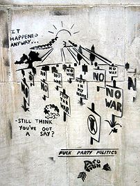 Political Graffiti on the South Bank of the Th...